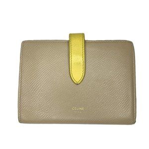 Vintage Celine Leather Strap Wallet Bifold Tan/Yellow